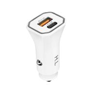 Chargeur Voiture avec Deux Ports USB 3.0 et USB-C Power Delivery Blanc