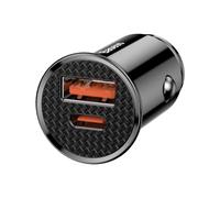 Chargeur voiture Allume-cigare 30W USB et USB-C Quick Charge Compact Noir