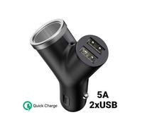 Chargeur Voiture Baseus Y-Type Splitter Dual Usb + Briquet Noir