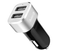 Chargeur Voiture Double USB 2.4A 24W Charge Rapide et Securisé Noir / Argent