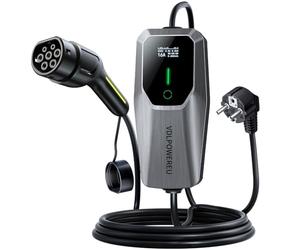 Chargeur Voiture Electrique,3.6KW/5M EV Chargeur Type 2, Écran Tactile LED, Cable Recharge Véhicule Electrique 6-16A avec EU Schuko Prise, VDLPOWEREU Borne de Recharge Monophasé IP65 (IEC 62196-2)