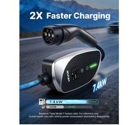 Chargeur Voiture Électrique 7 4 kW Borne de Recharge Véhicule Électrique Mobile 32 A avec Câble Recharge Type 2 6 m Prise CEE 32 A…