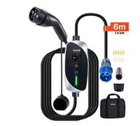 Chargeur Voiture Électrique 7,4 kW Borne de Recharge Véhicule Électrique Mobile 32 A avec Câble Recharge Type 2 6 m, Écran LCD