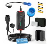 Chargeur voiture électrique - HOMCOM - type 2, 7,4kW, 32A, prise CEE, adaptateur européen, IP65 - plastique - 21x8,5x5cm - noir
