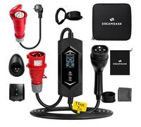 Chargeur Voiture Electrique Triphasé 11kw, Type 2 rouge CEE 32A, cable 7m | Adaptateur Prise Domestique, 6-32 A 1-12 h réglable, IP65 Travail -30 °C à 50 °C, IEC 62196-2. Portable pour BEV et PHEV