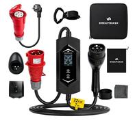 Chargeur Voiture Electrique Triphasé 22kw, Type 2 à rouge CEE 32A, Adaptateur Prise Domestique, câble 7 m, 6-32 A 1-12 h réglable, IP65 Travail -30 °C à 50 °C, IEC 62196-2. Portable pour BEV et PHEV