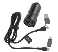 Chargeur Voiture pour Motorola Moto G34, G24, G04, G84, G53 / Razr 40 Ultra, Razr 40, E13, ... Câble Long 120 cm Universel 3A Doublé Nylon, 2 Ports Charge Rapide 20W