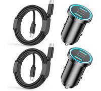 Chargeur Voiture Rapide Iphone 15, 2x Ultra Compact Métal Double 60w Chargeur Voiture Usb C Adaptateur Avec 2x Usb C Câbles Pour Iphone 15/15 Pro/15 Pro /15 Plus, Ipad Pro/Air/Mini, Galaxy S23 S22