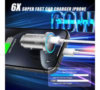 Chargeur Voiture Rapide Iphone 15,Ultra Compact Métal Double 60w Chargeur Voiture Usb C Adaptateur Avec 2x Usb C Câbles Pour Iphone 15/15 Pro/15 Pro Max/15 Plus,Ipad Pro/Air/Mini,Galaxy S23 S22 S21