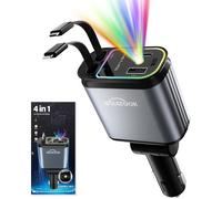 Chargeur Voiture Rétractable 4 En 1 66W Usb-C/Usb-A Charge Rapide Pour 4 Appareils - Câbles Intégrés Et Éclairage Ciel Étoilé, Id