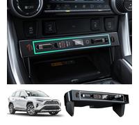 Chargeur Voiture Retractable pour Toyota RAV4 (2020-2025)-Hub USB avec 2 Ports (A+C), 20W Charge Rapide PD/QC3.0, Câble Rétractable Type-C, Adaptateurs Lightning/Micro Inclus, Éclairage RGB