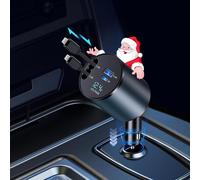 Chargeur Voiture Rétractables,4 En 1 Allume Cigare Usb C 60W Avec Câbles Rétractables Et 2 Ports De Charge,Chargeur Allume Cigare Pour Iphone 15/14/13/12/11 Pro Max/Ipad (2 Lighting Cords)