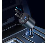 Chargeur Voiture Rétractables,4 En 1 Allume Cigare Usb C 60W Avec Câbles Rétractables Et 2 Ports De Charge,Chargeur Allume Cigare Pour Iphone 15/14/13/12/11 Pro Max/Ipad (Lighting And Type-C Cords)