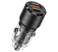 Chargeur Voiture Ultra-rapide 95W USB-C PD 65W+USB-A QC 30W avec Parasurtenseur Noir transparent