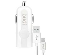 Chargeur Voiture USB 12W avec Câble USB vers Lightning 1.2m Budi Blanc