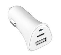 Chargeur Voiture USB A + USB C Eco-conçu 5.4A (2.4+3A) FastCharge Blanc Just Green