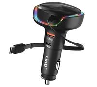 Chargeur Voiture USB-C 20W et USB QC 3.0 avec Anneau LED et Câble Type-C 30W Noir