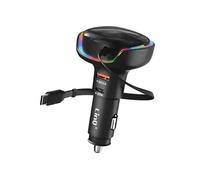 Chargeur Voiture USB-C 20W et USB QC 3.0 avec Anneau LED et Câble Type-C 30W Noir