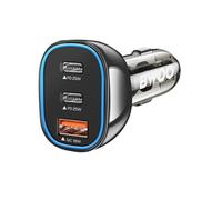 Chargeur Voiture USB-C 25W + USB 18W Charge Rapide Eclairage LED Noir transparent