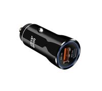Chargeur Voiture USB-C 25W plus USB 18W plus Câble USB-C Design Compact Noir