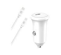 Kit Chargeur Voiture USB C 30W + Câble USB C / Lightning 1.2m Blanc Bigben