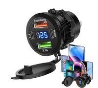 Chargeur Voiture USB C | 4 Ports Avec Affichage Numérique Pour La Charge Des Tablettes - Chargeur de Véhicule à Charge Rapide - pour les Conducteurs, les Voyageurs, les Excursions