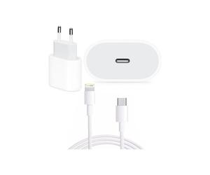 Chargeur - Yuan Yuan - 18W USB-C - Port USB-C - Câble Type-C vers Lightning 1 m - Recharge rapide