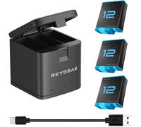 Chargeurs de Batterie pour GoPro Hero 12 Black Hero 11/10/9,2 Batteries de Rechange avec Trois emplacements pour Chargeur Compatible avec GoPro Hero 12/11/10/9 (Chargeur + 3 Batteries)