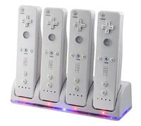 Chargeurs de Batterie Station de Charge 4 en 1 à Ports Multiples avec 4 Batteries Rechargeables et câble USB pour télécommande Wii et Wii U (contrôleurs Non Inclus), chargeurs télécommande, Access