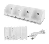 Chargeurs de Batterie Station de Charge 4 en 1 à Ports Multiples avec 4 Batteries Rechargeables et câble USB pour télécommande Wii et Wii U (contrôleurs Non Inclus) Pack Rechargeable