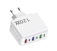 Chargeurs muraux pour téléphones Portables, Bloc de Chargeur USB C,Cube de Bloc de Charge 120 W - Adaptateur de Prise Murale Multiport, Hub de Chargeur Mural à Charge Rapide avec 3 USB C et 3 USB A