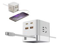 Chargeurs Rétractables pour Appareils Multiples | Prise Portable Intelligente 65W,Chargeur Mur avec Câble Rétractable | pour Bureau Maison Camping Car Aventure Voyage Électroniques