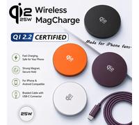 Chargeurs sans fil Qi2.2 25W à induction magnétique pour charge rapide compatible Macsafe iPhone 17 16 15 ProMax Airpods Série 5W Xiaomi Samsung White