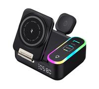 Chargeurs sans Fil Rapides magnétiques 15 W avec Cordon, Black | Chargement rapide avec câble rétractable flexible pour téléphones et montres, prend en une alimentation de