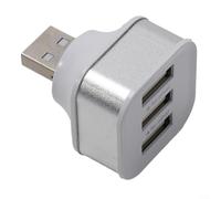 Chargez efficacement jusqu'à trois appareils simultanément avec ce concentrateur USB portable (argenté)
