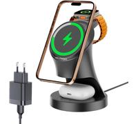 Charging Station For Apple Watch And Iphone, 3 In 1 Wireless Charger, Inductive Charging Dock/Wireless Charger For Magsafe Iphone 16/15/14/13/12, Airpods Pro 1 2 (Schwarz)