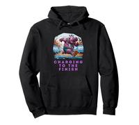 Charging to The Finish Running Hippo Marathon Runner Sweat à Capuche