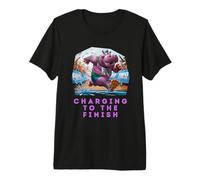 Charging to The Finish Running Hippo Marathon Runner T-Shirt Haut de Gamme