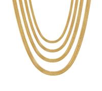 CHARIFIN Collier pour femme en acier titane - Chaîne plate en os de serpent - Collier réglable vintage doré pour femme, Acier inoxydable, Pas de gemme