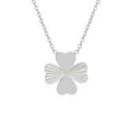 CHARIFIN Colliers pour femme en acier titane hypoallergénique demi-cœur laser trèfle à quatre feuilles collier clavicule collier en argent pour femme, Acier inoxydable, Pas de gemme