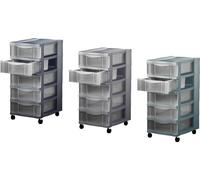 Chariot 5 tiroirs Caisson roulant Chariot multi-usages Roulettes Chariot de cuisine Armoire, Couleur:Vert