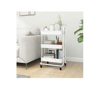 vidaXL Chariot à 3 niveaux Blanc 43x34x79 cm Acier