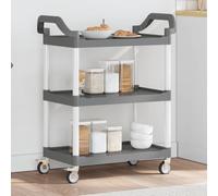 vidaXL Chariot à 3 Niveaux, Chariot de Service avec 4 Roues, Étagère de Rangement avec Poignées, Organisateur de Cuisine, Gris Aluminium
