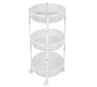 Chariot à 3 Niveaux: Solution de Stockage Portable en Acier en Carbone Premium avec Roues Verrouillables pour la Maison et Le Bureau (Black) (White)