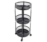 Chariot à 3 Niveaux: Solution de Stockage Portable en Acier en Carbone Premium avec Roues Verrouillables pour la Maison et Le Bureau (Black)