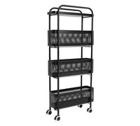Chariot à 4 étages avec panier en maille extensible, chariot d'appoint | Chariot de rangement avec planche et 3 paniers, paniers coulissants, pour cuisine, salon, chambre à coucher, etc