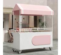 Chariot à auvent portable à 2 niveaux, kiosque alimentaire de rue, stand de marché mobile pour événements en plein air et marchés alimentaires, 140 cm, chariot alimentaire commercial