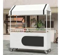 Chariot à auvent portable, kiosque alimentaire à deux niveaux avec structure en fer pour événements en plein air et marchés de rue, stand de vente mobile, chariot de restauration commercial,