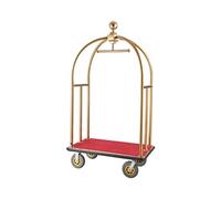 VEVOR Chariot à Bagages Hôtel, 680 kg, Chariot Porte-bagages Concierge Finition Inox Brossé, Montants Incurvés, avec Moquette Rouge, Roues Caoutchouc 20,32 cm, pour Hôtels, Condos, Complexes Hôteliers