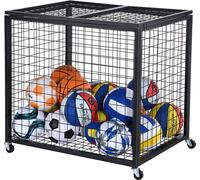 Chariot à balles VEVOR Chariot à roulettes 850 x 675 x 825 mm Ballons de sport, Cage de basket verrouillable Cage à balles, Équipement sportif pour l'intérieur et l'extérieur, Chariot de rangement à r